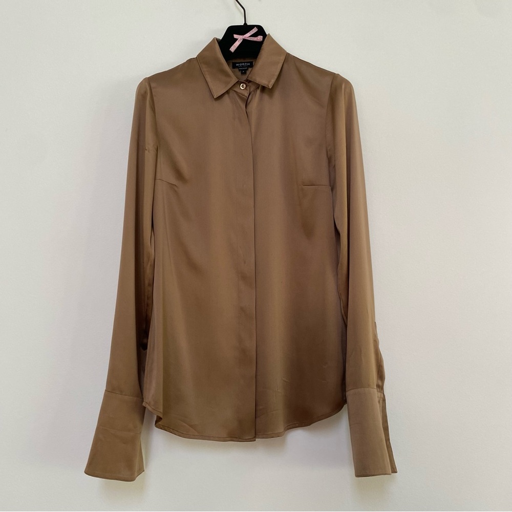 24H SALE Worth Silk Buttoned Blouse Size P Brown